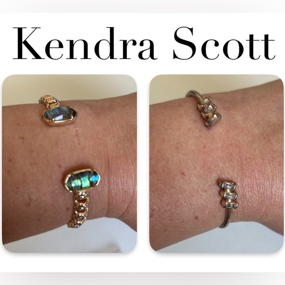 Lot of 2x [Kendra Scott] Designer Cuff Bracelets in Rose Gold, Macrame Abalone - Picture 1 of 13